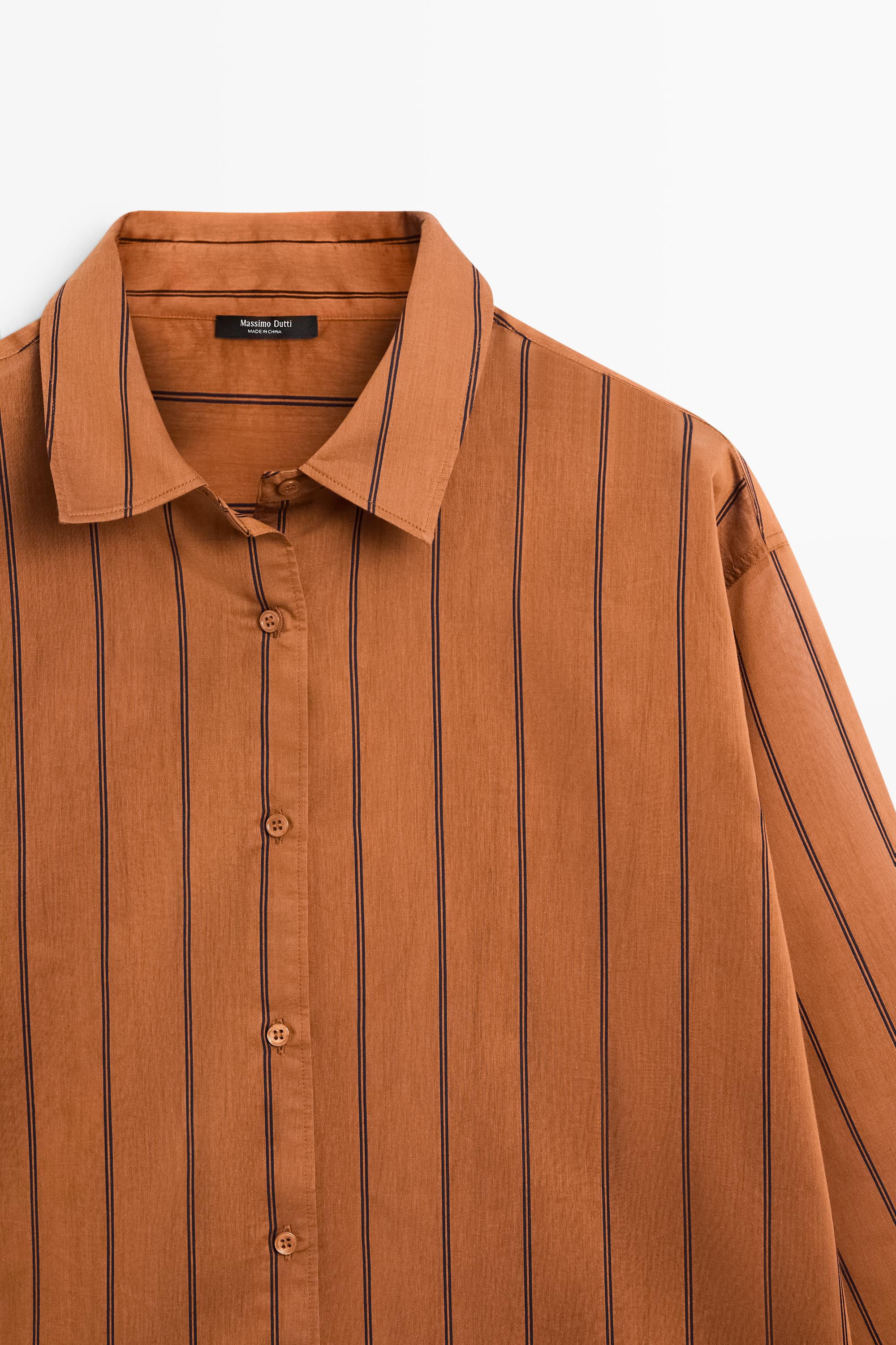 Striped fluid cotton and silk blend shirt